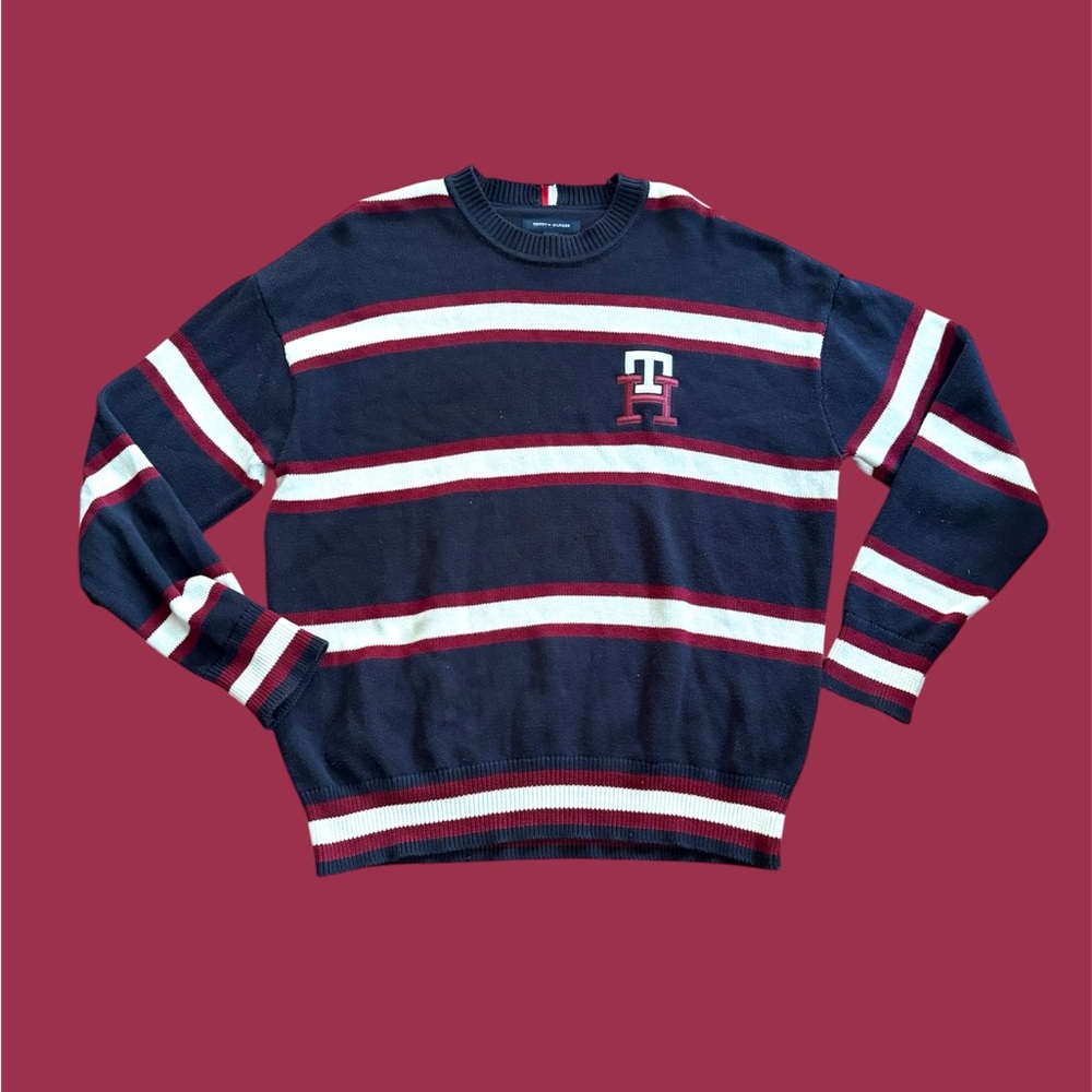Tommy Hilfiger Men's Navy Striped Sweater